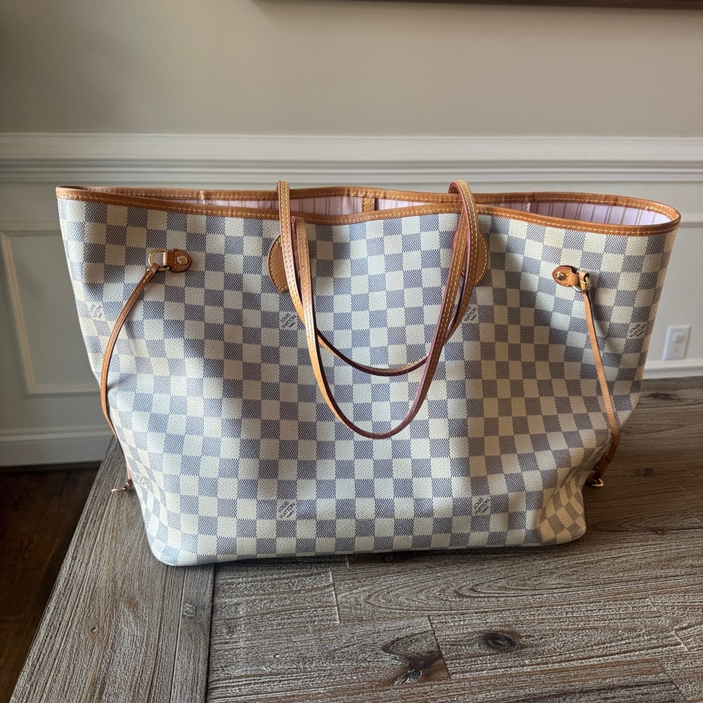 Checkered Tote Bag - Tan and Cream - GM